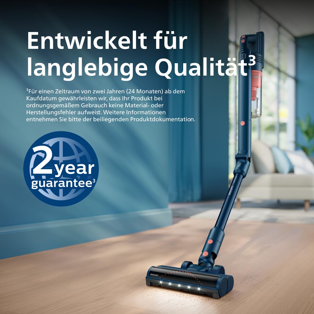 Philips SpeedPro Max Kabelloser Staubsauger 5000 Series Flex, Leistungsstarke Saugkraft, 60 Min. Laufzeit, Düse mit LED-Beleuchtung, Tierhaar-Düse, Fugendüse & Kombi-Zubehör, inkl. Display (XC5243/10)