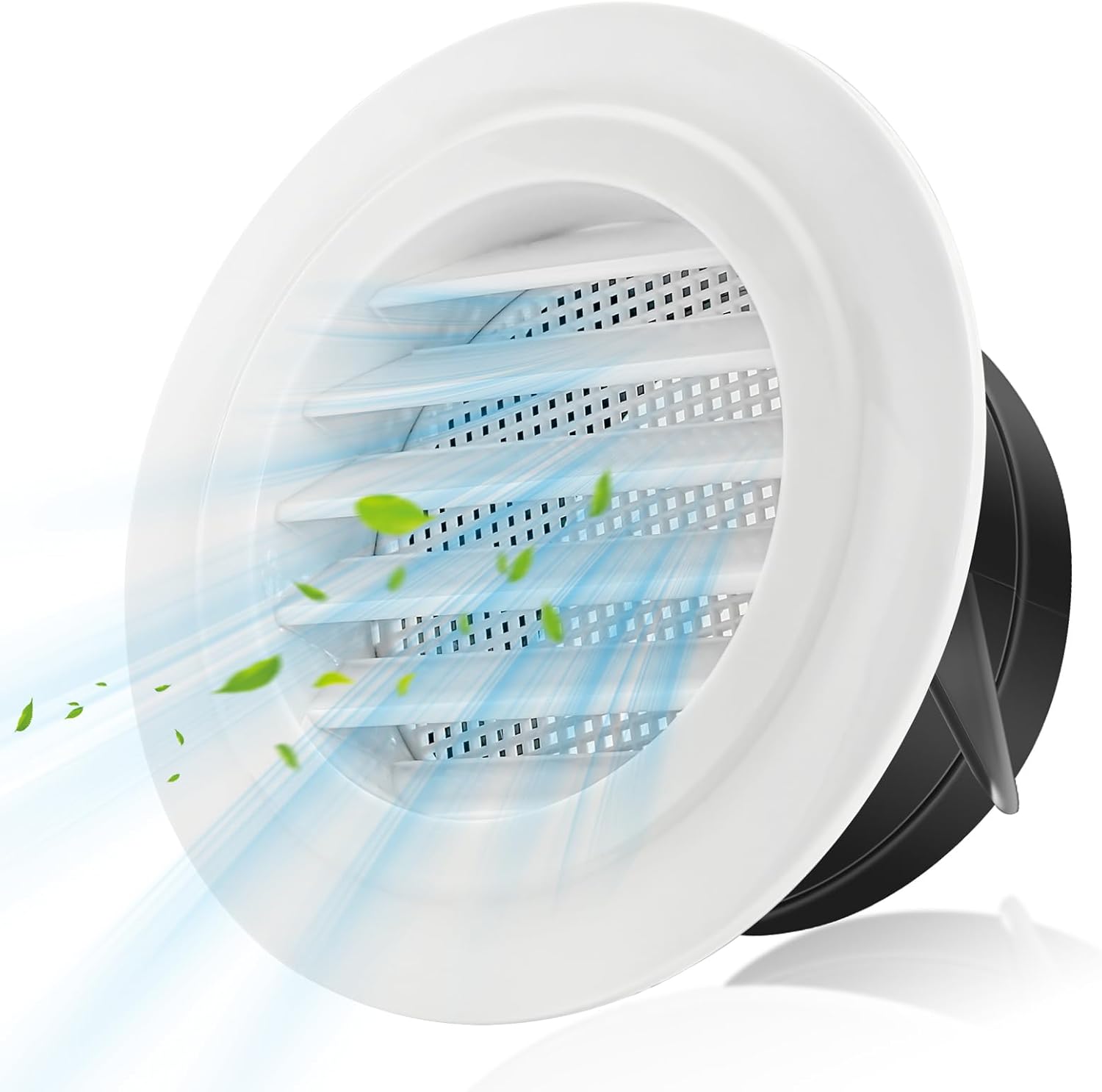 6'' Soffit Vent Exhaust Vent, 6 Inch Round Air Dryer Vent Louver with Mesh Screen ABS Grille Air Exhust Vent for Bathroom Home Air Ventilation System (150mm)