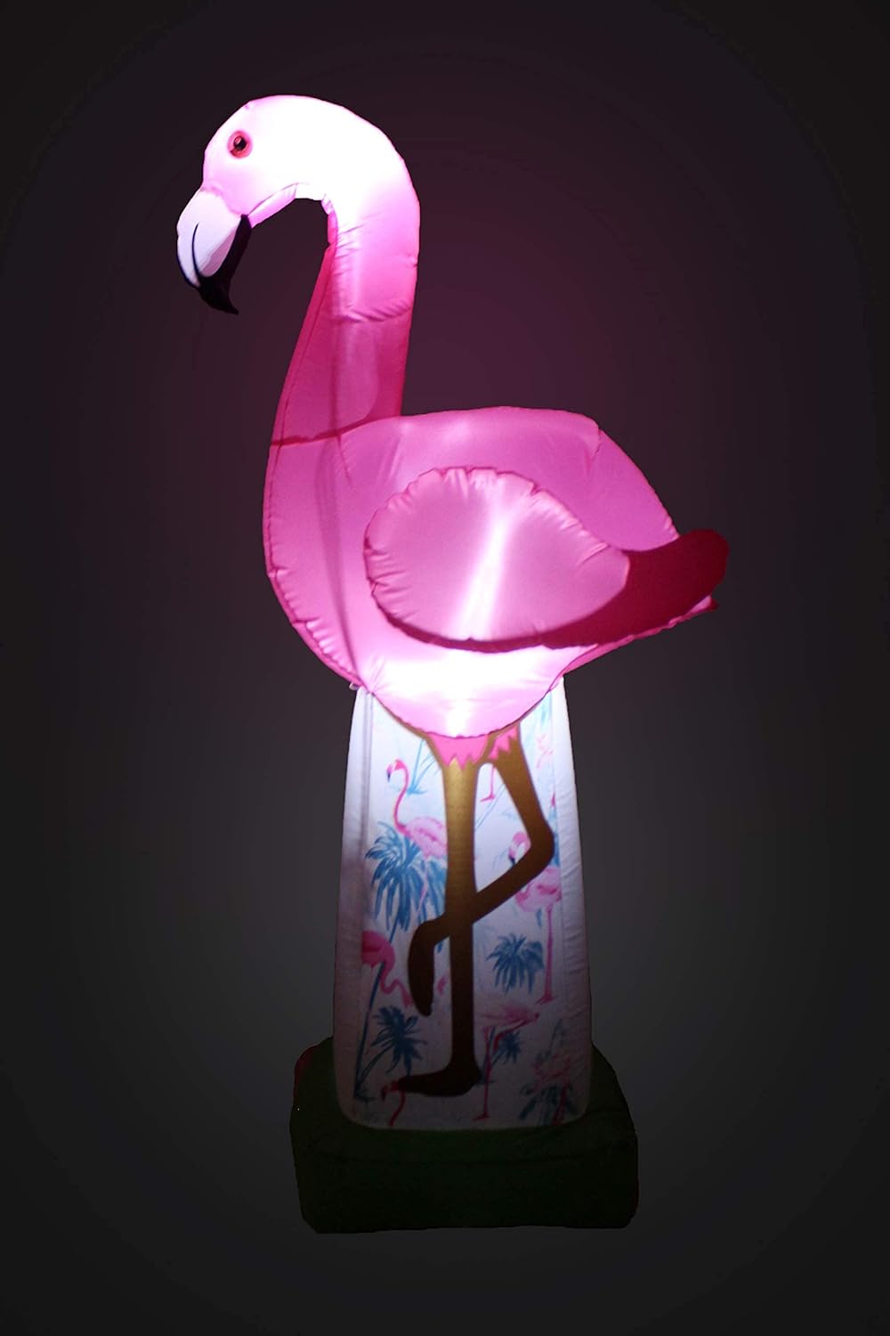 Two Summer and Patriotic Party Decorations Bundle, Includes 6 Foot Tall Inflatable Pink Flamingo, and 6 Foot Tall 4th of July Inflatable USA American Flag Rocket Ship Blowup with LED Lights