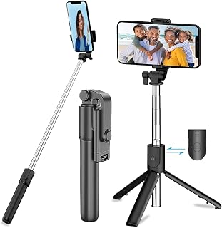 Palo Selfie Trípode Bluetooth Tripode Trípode Teléfono Flexible con Desmontable Mando y Trípode Movil Compatible Trípode para Móviles de Extensible con Control Remoto para Teléfonos iPhone y Andriod