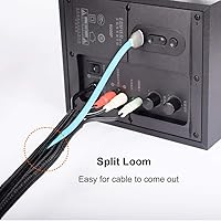 Vista 3 de ZhiYo Funda de cable de 6.6 pies a 1 pulgada, tubo protector de cable para mascotas, envoltura de cable de PC, funda de gestión de cables de Negro