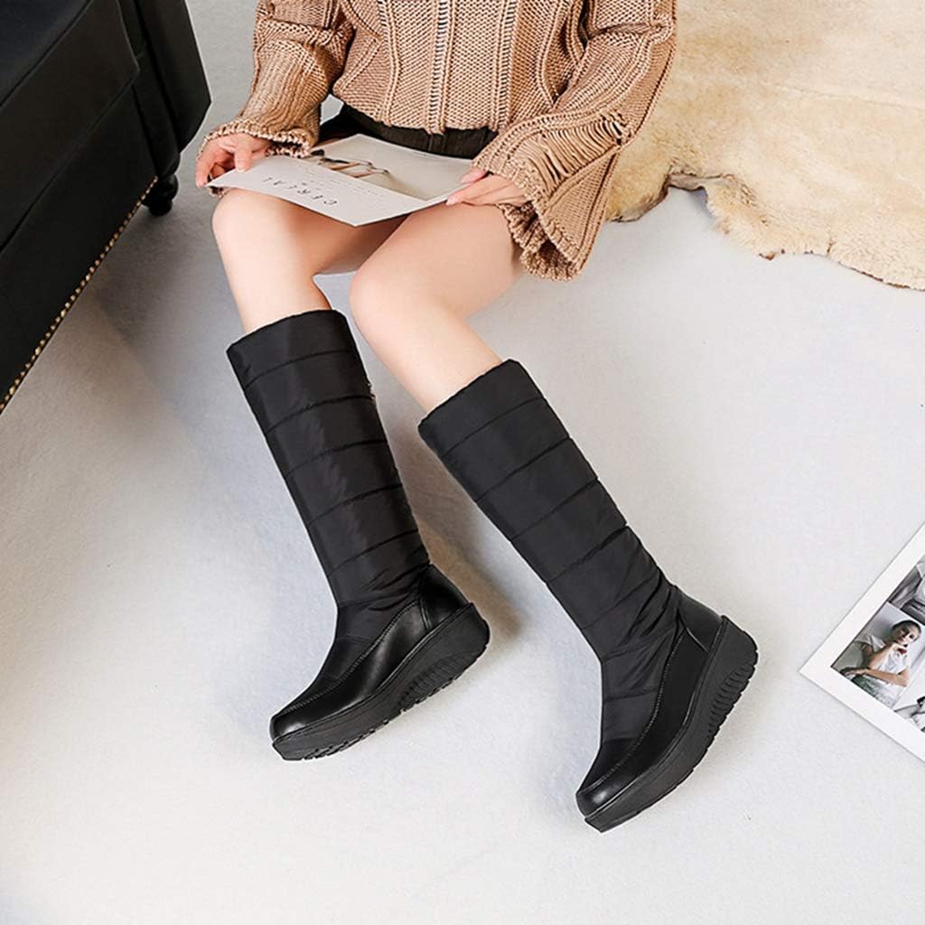 MIOKE Women's Winter Mid Calf Snow Boots Waterproof Rain Warm Fur Lined Platform Fashion Tassel Snow Boot