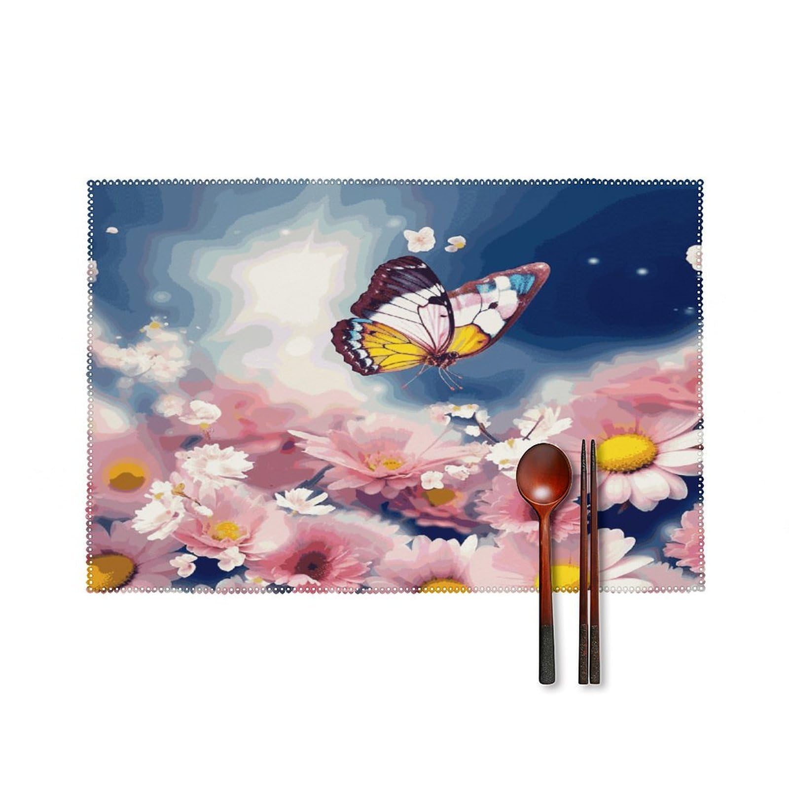 Fodpand Style Flowers Butterfly Placemats Set Of 4 Place Mats Table Mats