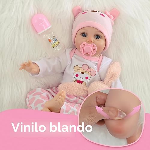 Miniatura 4 de Muñecas Reborn Baby Girl de silicona realista de 22 pulgadas, muñecas Bebe de la vida real, cuerpo de tela de vinilo suave hecho a mano con kit de