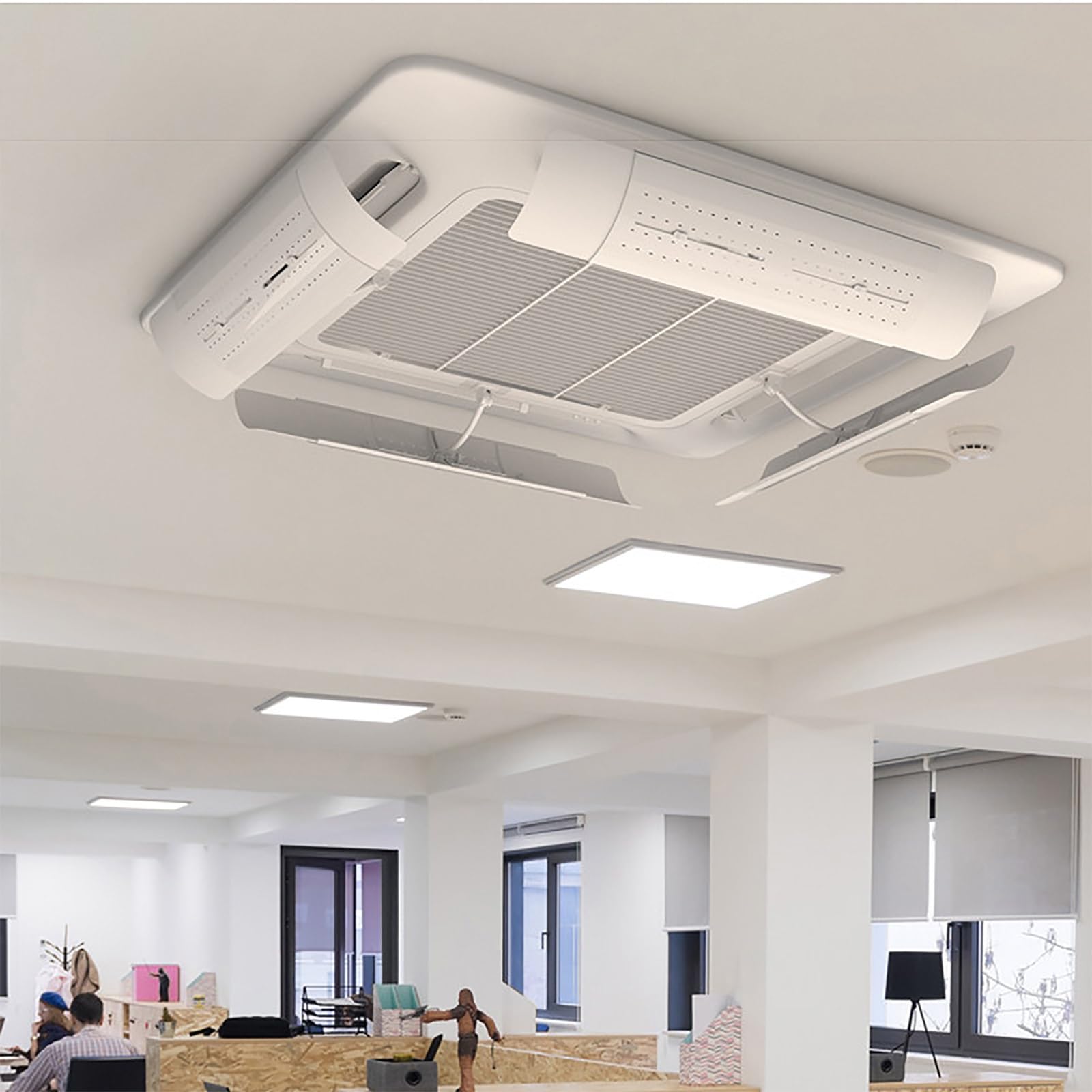 4 Regolabile Deflettore Condizionatore d'Aria Centralizzato, Deflettori per Bocchette a Soffitto, Deflettori Antivento Telescopici, Guida Antivento per Parabrezza, 49-86,5cm