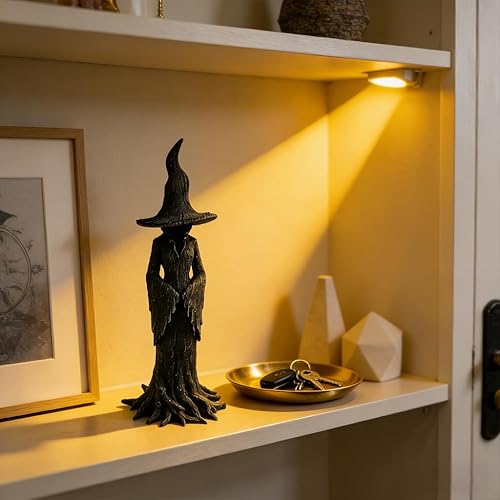 Miniatura 7 de Estatua de bruja de las sombras, textura de árbol de galleta de 11.8 pulgadas, figuras de bruja negra, pintadas a mano, encantadora, gótica, resina