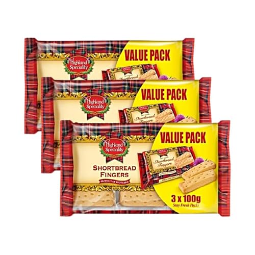 Highland Speciality Shortbread Fingers 300g | Traditional Scottish shortbread in a biscuit box | Ideal shortbread biscuits gift | 3 pack boxes of biscuits + Cheeroo Magnet