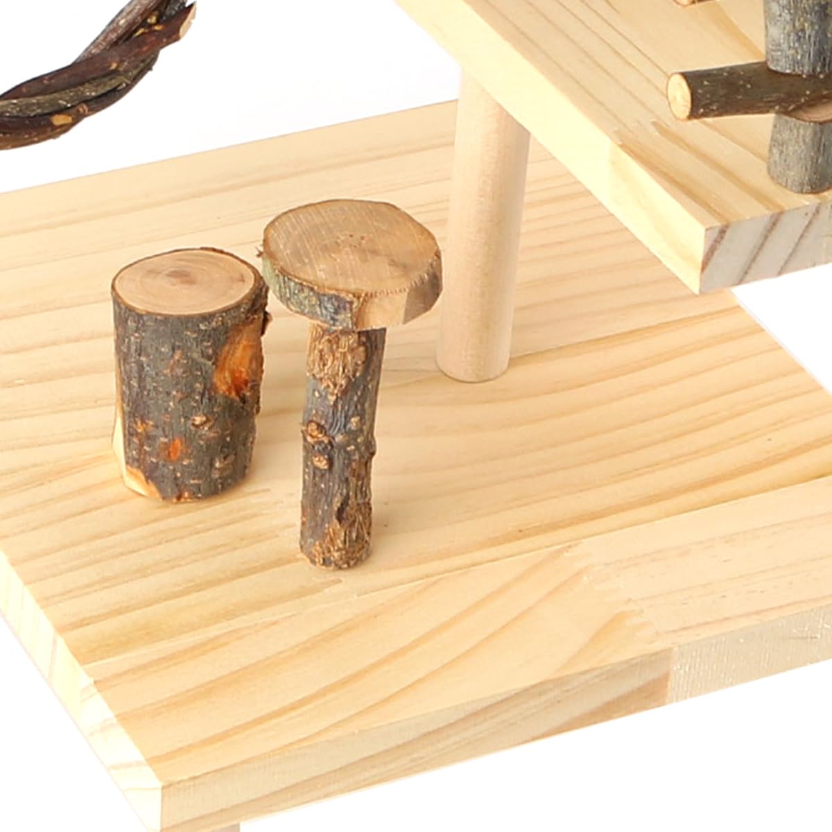 Alnicov Wooden Hamster Cage Platform Climbing Playground with Bridge Natural Habitat Climbing System for Dwarf Hamsters Syrian Hamsters and Gerbils - Image 4
