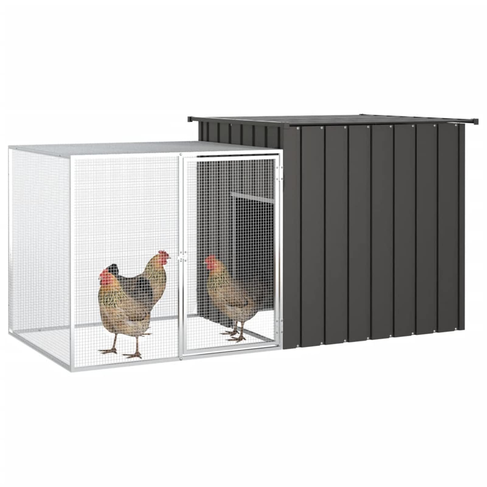 ZEYUAN Jaula de gallinas Acero galvanizado Antracita 200x91x100 cm, Jaulas para Conejos, Jaula Cobaya, Jaula Hamster, Jaula para Gatos, Jaula Chinchilla, Recinto para Conejos - SPU:171544