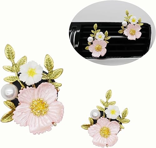 Clips de ventilación de coche de flores, 2 unidades, ramos de margaritas rosas, ambientador de aire femenino, decoración de automóvil, estética