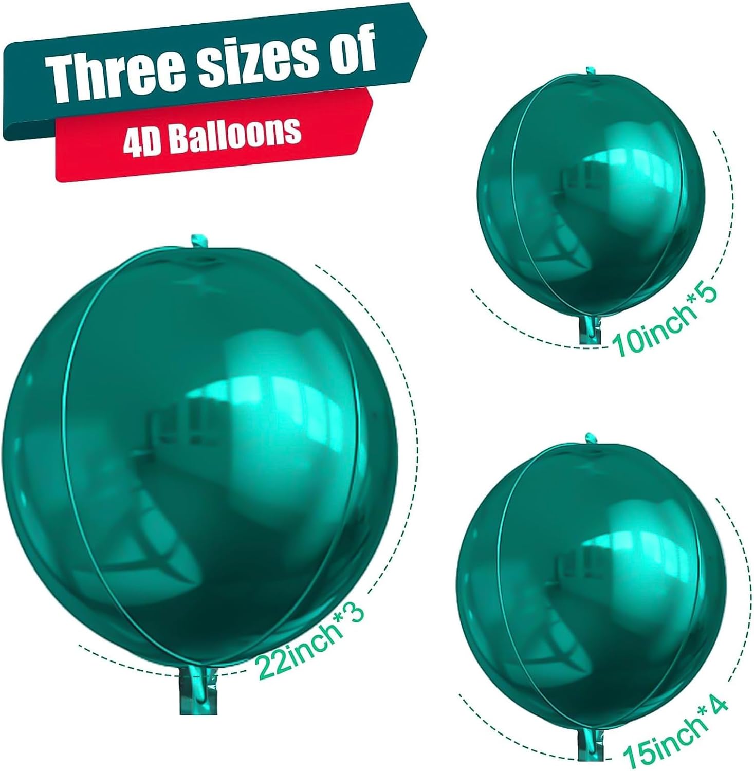 12Pcs Dark Green Round Foil Balloons, 22" 15" 10" 4D Helium Ball Balloon, Metallic Green Foil Balloon for Birthday Graduation Wedding Anniversary New Year Eve Disco Prom Party Decorations 22/15/10inch Dark Green Blue
