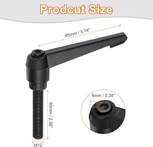 Miniatura 113 de uxcell 2 perillas ajustables M8 x 3.150 in, mango de rosca macho, botón de trinquete de liberación rápida, perno giratorio para maquinaria de torno