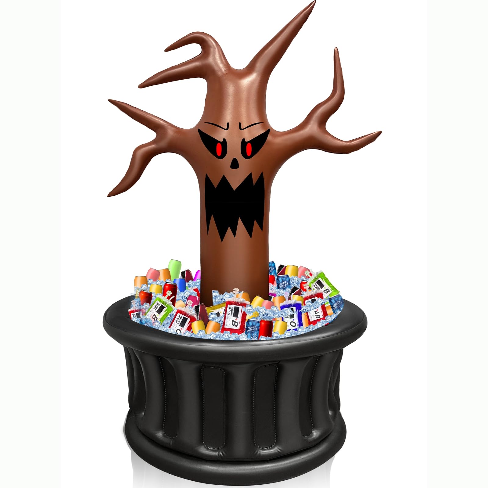 TURNMEON 5 Ft Halloween Infltable Drink Cooler, 100+ Cans Large Capacity Halloween Inflatable Dead Tree Cooler Decoration Party Supplies for Outdoor Indoor Home Halloween Theme Parties Events
