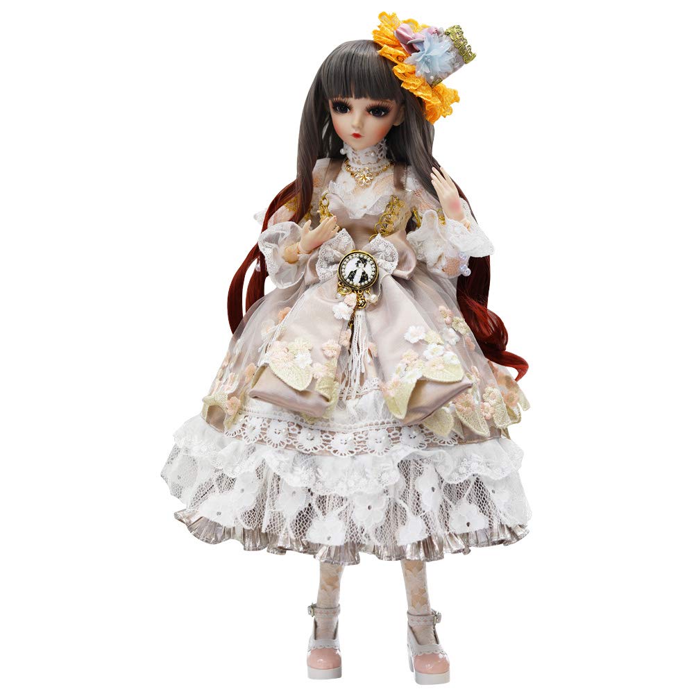 UCanaanBJD Dolls 1/3 SD Dolls 24 Inch 18 Ball Jointed Doll Free to Change Eyes DIY Toys with Full Set Clothes Shoes Wig Makeup, Best Gift for Girls (A-Elera)