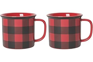 Now Designs Red Buffalo Check Sweater Mug 12 oz, Set of 2