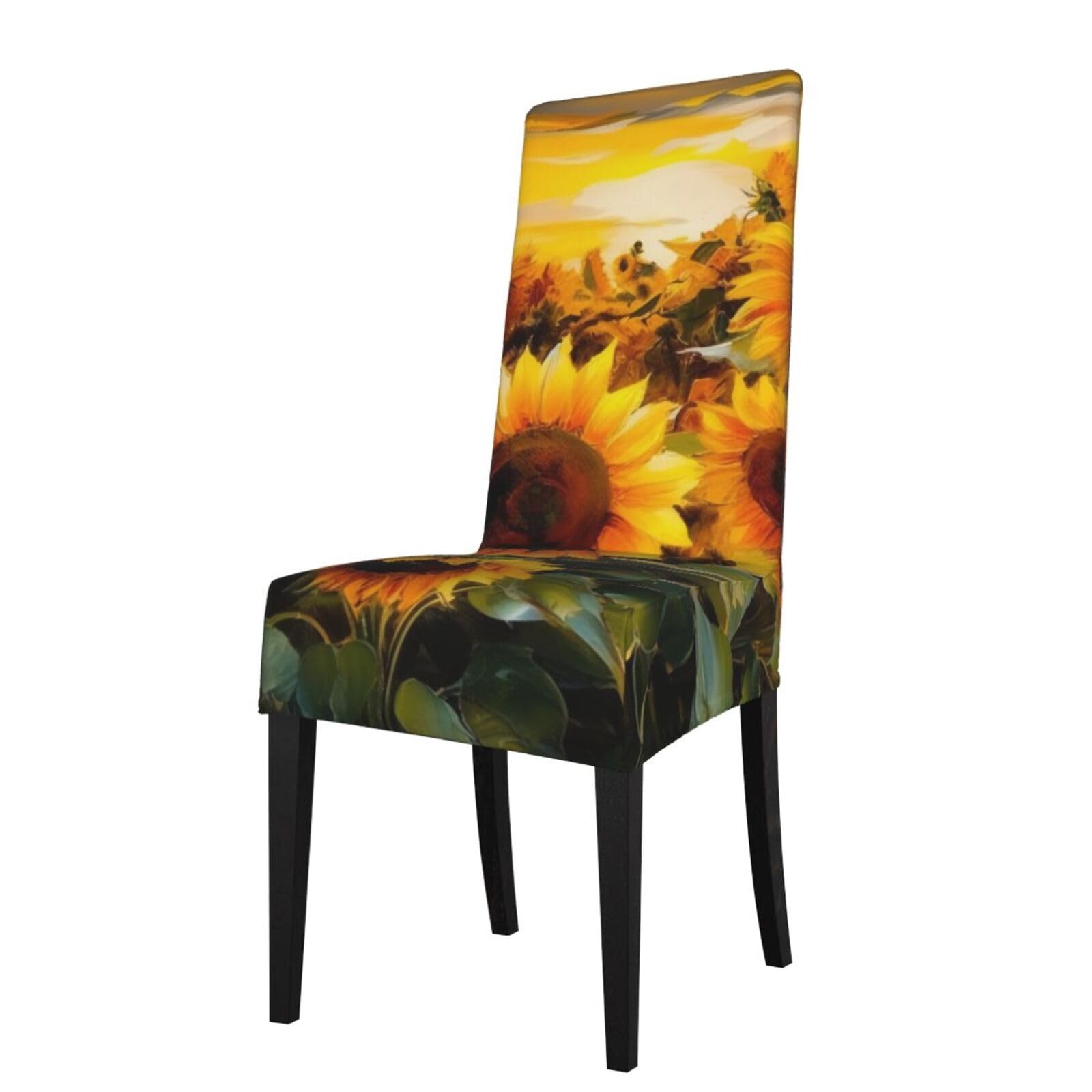 WPKJU Outdoor Sunflowers Print Dining Chair Covers Removable Chair Seat Covers Decorative for Kitchen & Bar Stools