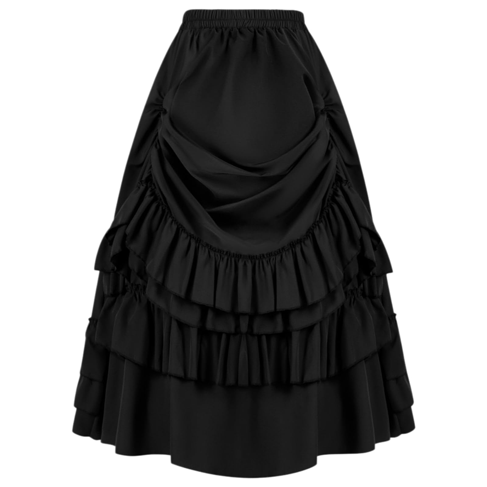 Minigonna Donna Vittoriano Gotico Maxi Gonna Marrone Cotone Asimmetrico Ruffle Hem Steampunk Stile Vintage Lunga-Army Green-XXL-China Mainland