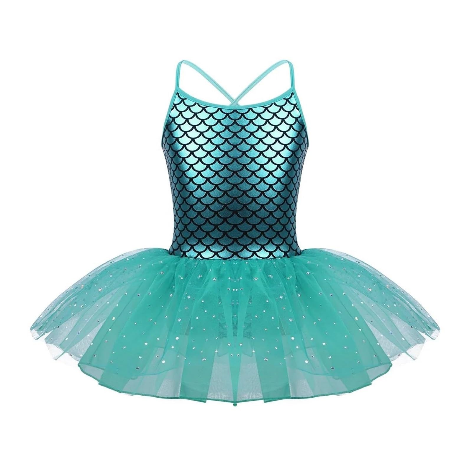 Robe Tutu Ballet Fille Robe Tutu de Ballet sirène à paillettes for enfants filles, justaucorps de gymnastique, Costumes de spectacle de danse, vêtements de danse, robe de ballerine(Lake Blue,5)