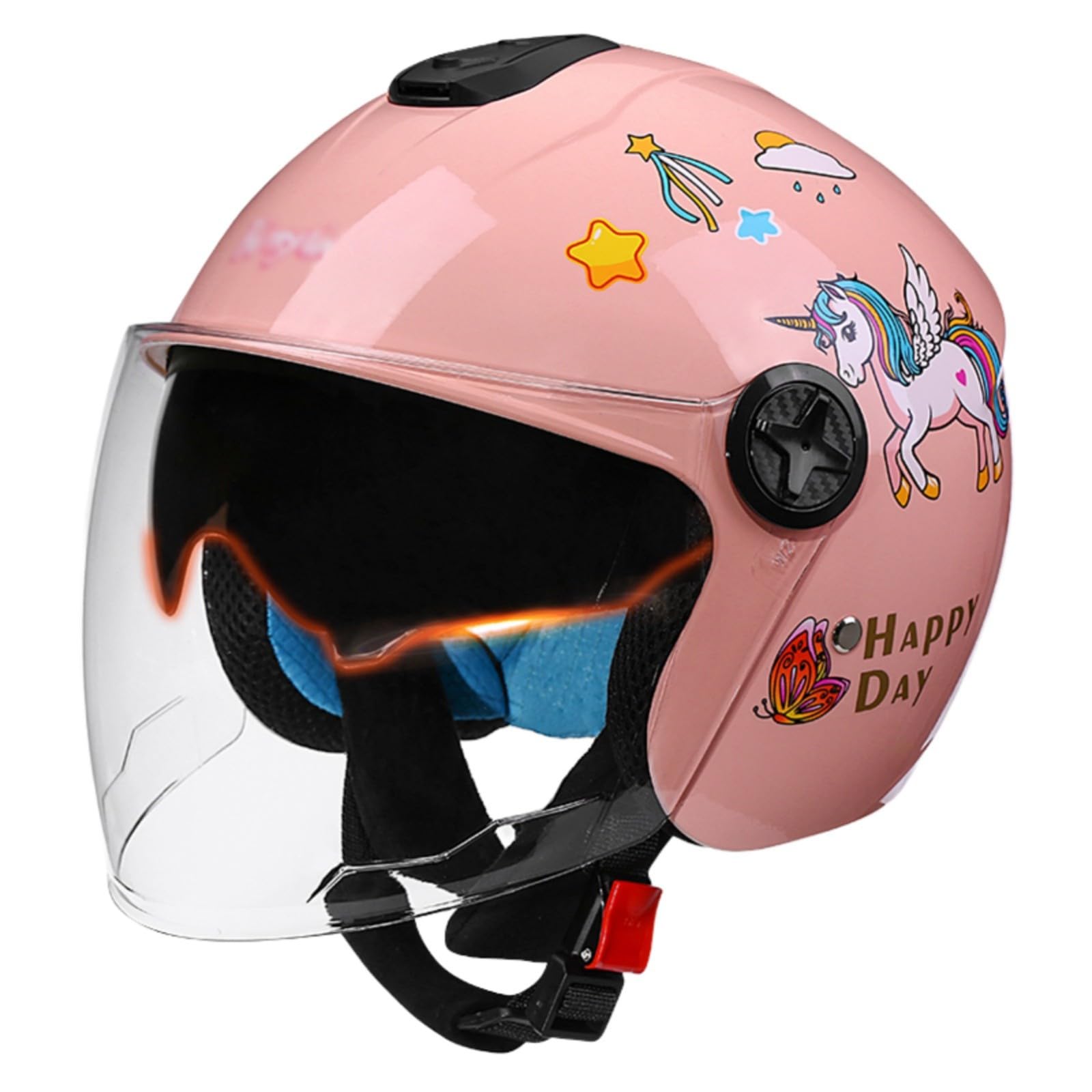Casco Da Moto Per Bambini, Leggero, Aperto, Mezzo Casco, Per Ragazzi E Ragazze, Con Visiera Parasole, Per Ciclomotore, Per Tutte Le Stagioni, Per Bambini Dai 3 Ai 16 Anni Q,50-56cm