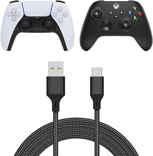 Cable de carga para mando Xbox SeriesPS5 cable USB C de repuesto de nailon trenzado de carga larga rápida USB tipo C cable de carga con Xbox Series