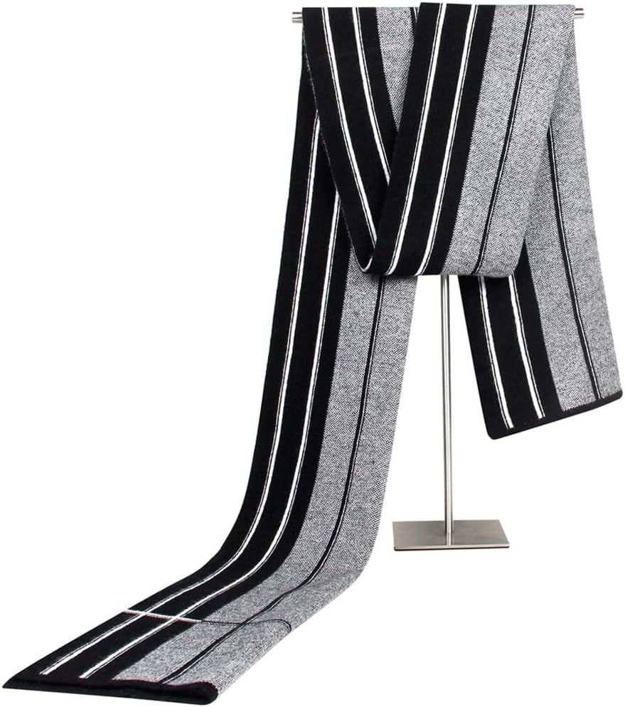 Autumn and winter knitted blended men's scarves with striped imitation cashmere necklaces