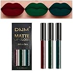 evpct 3Pcs Dark Color Colored Red Emerald Green Matte Liquid Lipstick Make up Set 24 Hour Long Lasting Waterproof Smudge Proof Deep red Green Liquid Lipstick Matte Lip Stain Gloss Liner Kit 8