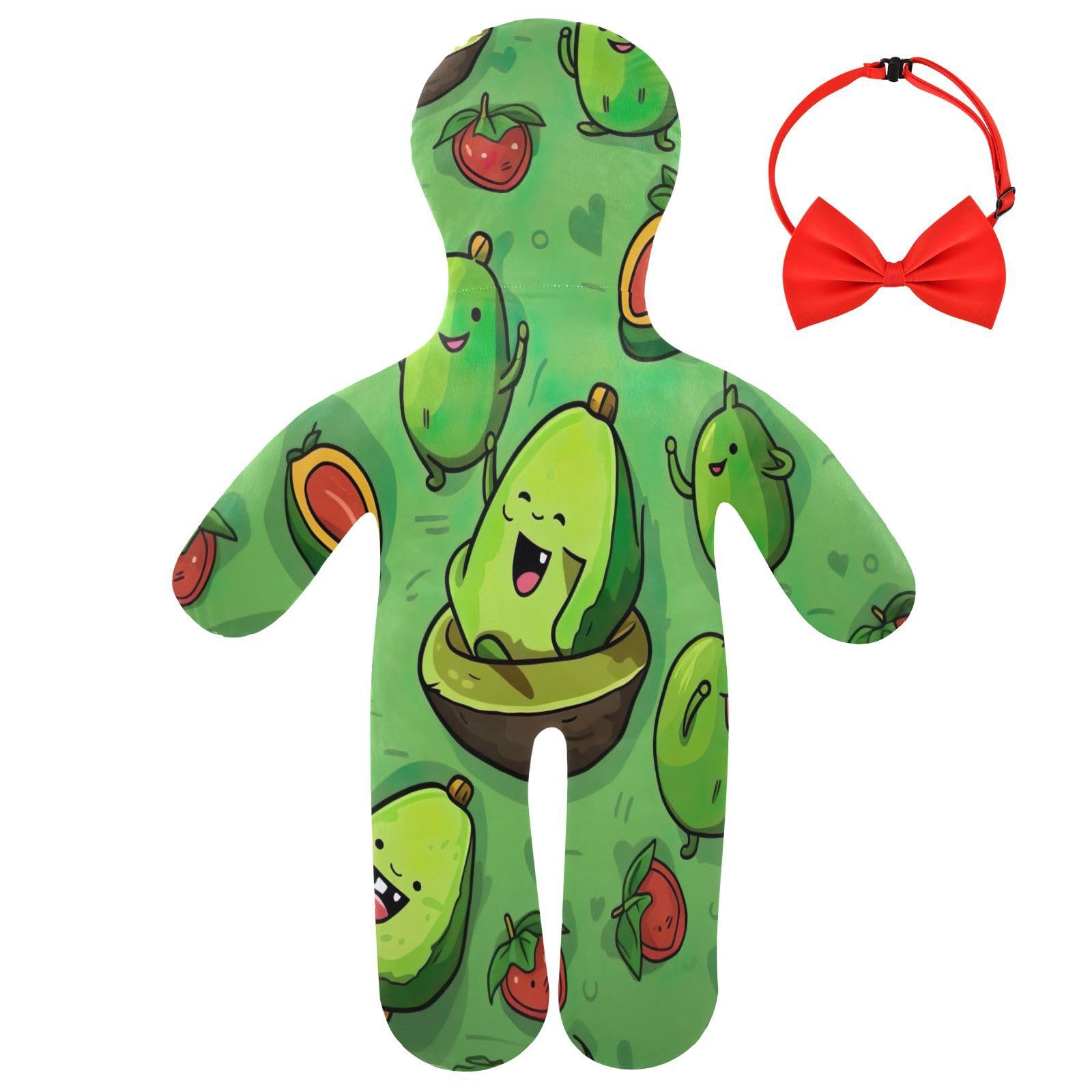 Cute Avocados Human-Shaped Pillow Soft Body Pillows Washable Velvet Pillows for Anxiety Relief Sleeping Cuddling & Support