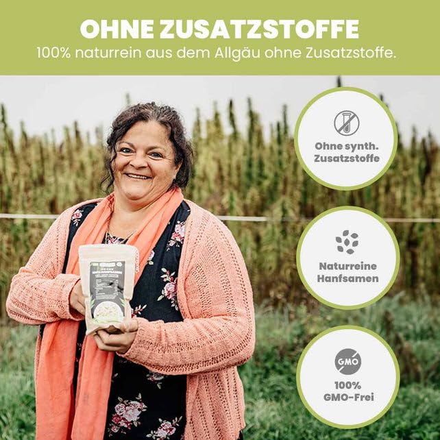 SANUUS Bio Hanfsamen geschrotet 2x500g - Bio Hanfsamen geschält & ungeschält Mix naturbelassen aus Deutschland mit 31% veganem Eiweiß, Eisen, Zink, Kalzium für Müsli, Bowls