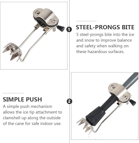 Miniatura 8 de BESPORTBLE Accesorio de punta de hielo de caña, herramientas de nieve, bastones de trekking, crampones, puntas de caña para bastón de nieve, puntas