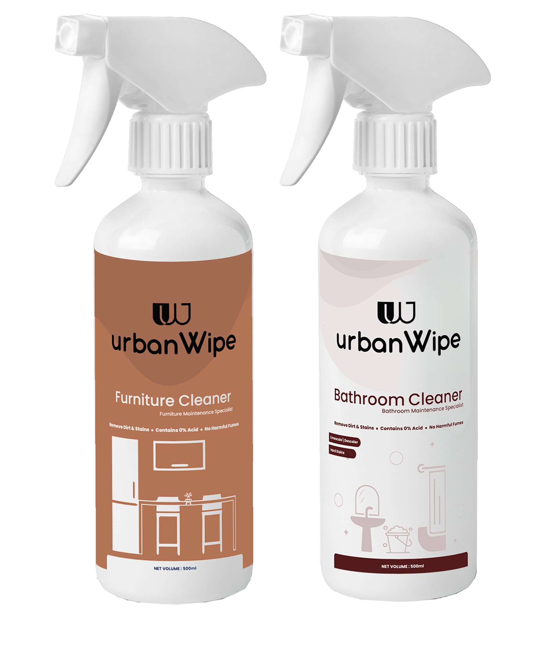 urbanWipe Furniture & Bathroom Combo Pack Cleaner | Rexine Sofa, Plastic & Aluminium Surfaces & Tough Lime Scale Hard Water Stain Remover, Spray and Scrub Cleaner for Bathroom_(Each 500ml) (B0CLTV6NN5) Amazon Price History, Amazon Price Tracker