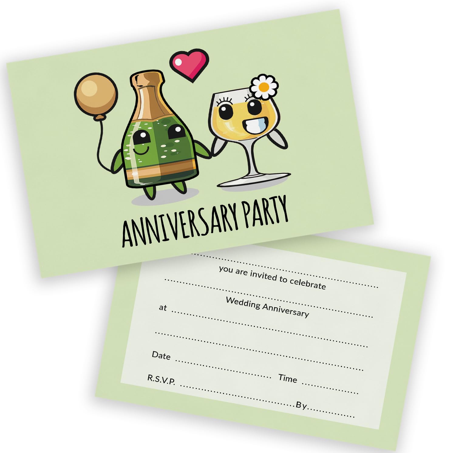 Anniversary Party Invitations - Champagne Celebration 20 Pack - Wedding Anniversary Invitations for Friends Family A6 Party Invites Invitation Cards with Folding Envelopes
