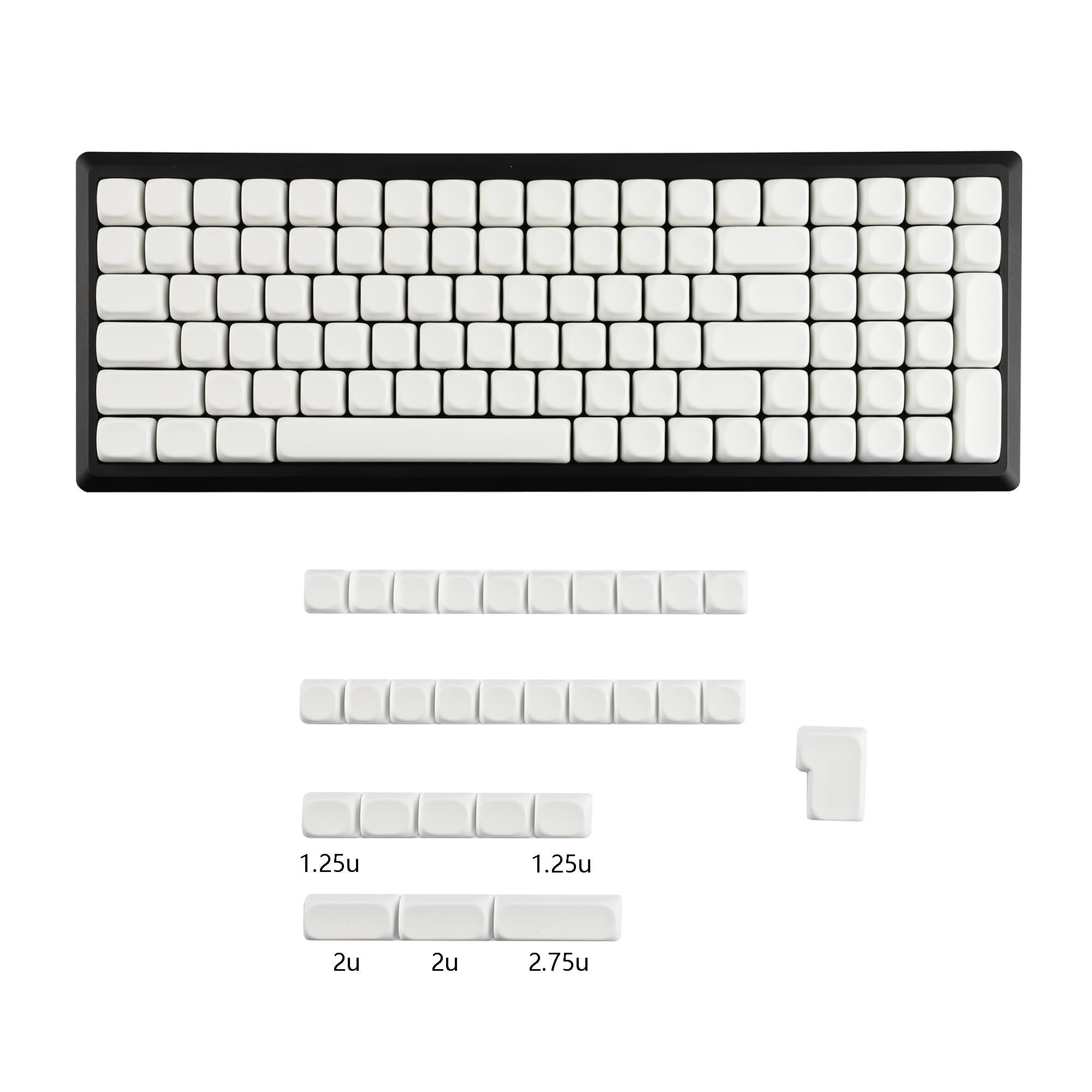 YMDK Pure White MOA-Profil-Tastenkappe, 129 Tasten, einfacher Stil, PBT-Farbstoff-Sublimation, benutzerdefinierte Tastenkappen für 61/68/84/87/98/104/108 MX mechanische Tastatur