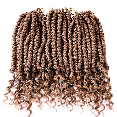 Silike 12" Spring Senegalese Twist Crochet Braid Curly End (12 Roots/Piece,3 Pieces) Wavy End Crochet Hair Extension (#27)