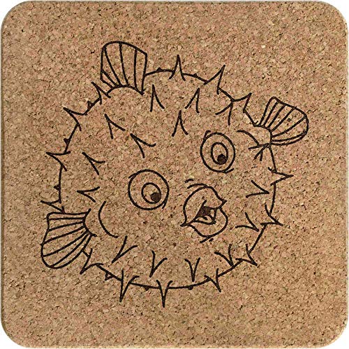 AzeedaPuffer Fish' Square Cork Trivet/Pot Stand (TR00011077)