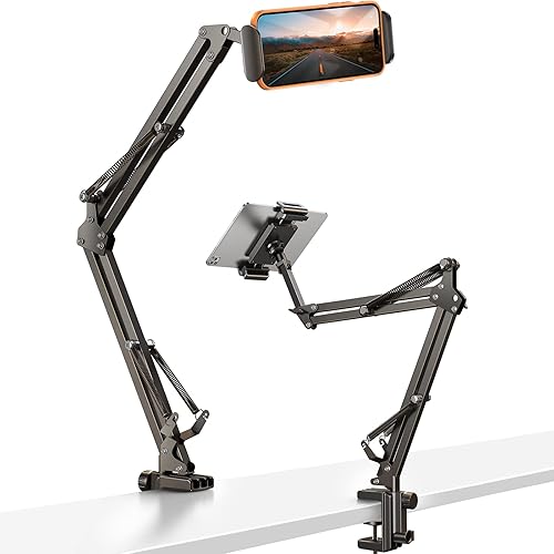 LISEN Soporte giratorio para teléfono celular soporte de iPhone ajustable en altura para escritorio soporte portátil para teléfono celular funda