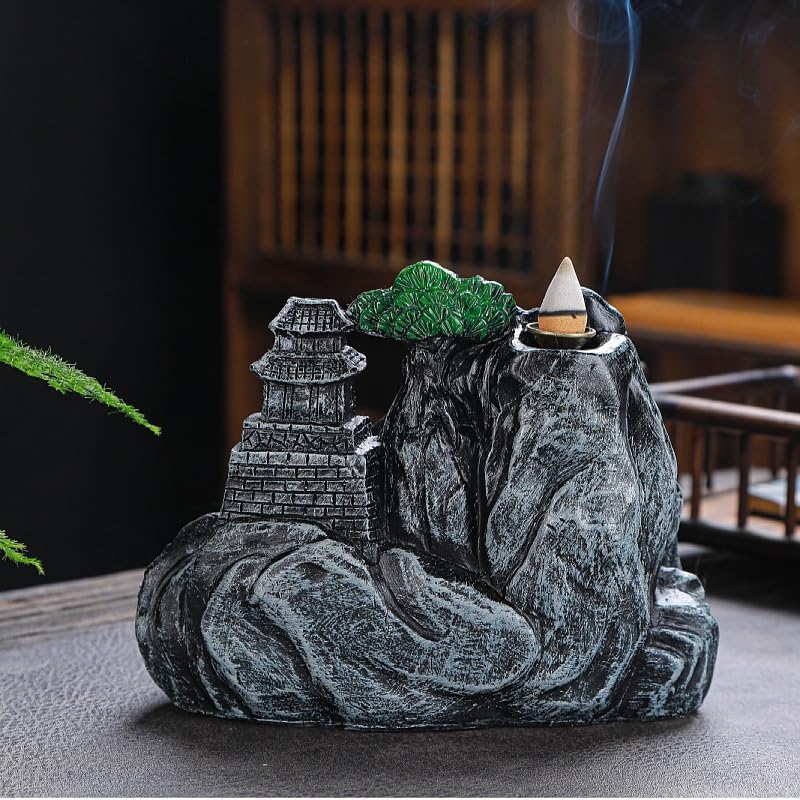 Incense Burner Backflow Incense Burner Creative Handicraft Ornaments Resin Backflow Incense Burner Mountain Stream Incense Burner Incense Stick Holder