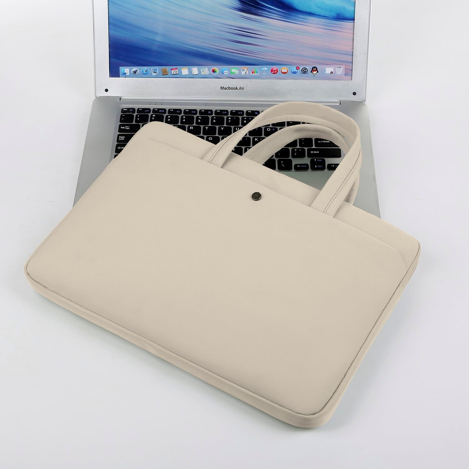 Large-Capacity Laptop Bag Fit for 15 inch MacBook Air/Pro 16 2025-2021 M4 M3 M2 M1 A3241 A3114 A2941 A3403 A3186 A2991 A2780 A2485, HP Dell ASUS Lenovo, Fashion Waterproof, Computer Bag, Beige - Image 9