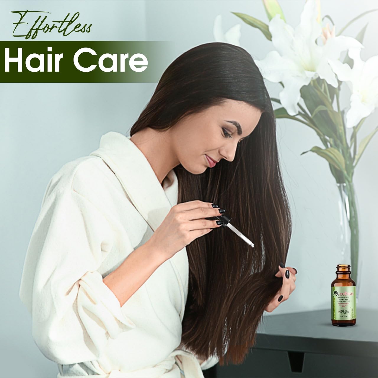 Organic Rosemary Oil for Hair Growth Pure Essential Oil for Dry Damage Hair Dandruff Scalp Treatment Hair Loss Eyelashes Eyebrows Hair Care - Image 3