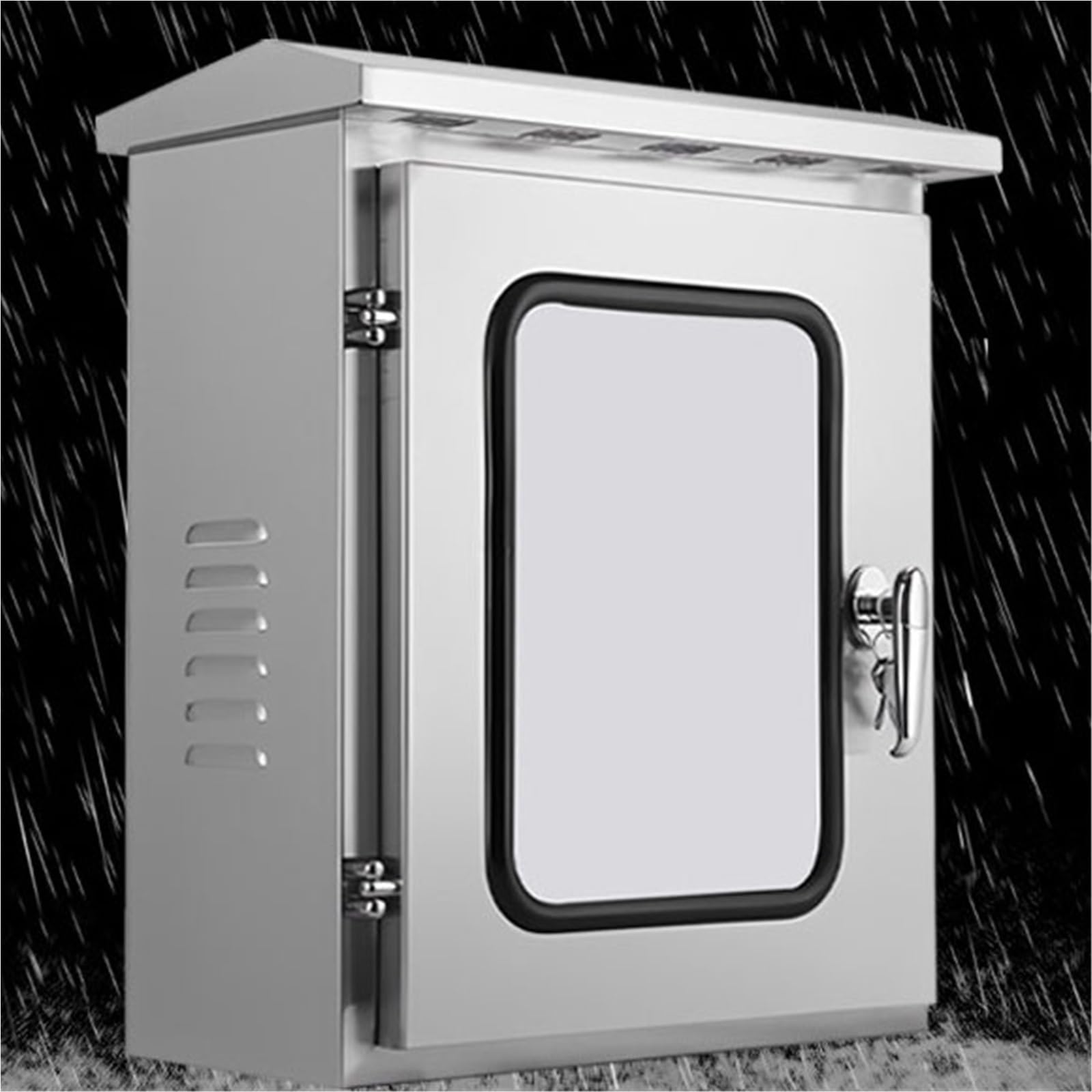 schaltschrank Äußeres Schaltkastengehäuse, Anschlusskasten Mit Wärmeableitungslöchern, Wetterfester Edelstahl-Verteilerkasten Für Die Verkabelung Im(H x W x D 200x200x120MM/T 1MM)