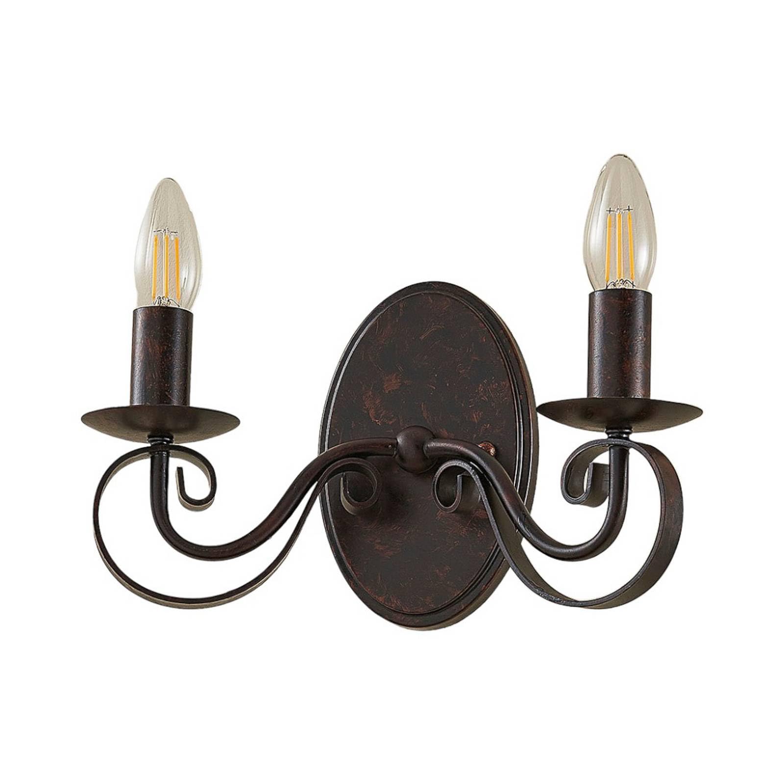 Lucande Rust Brown Wall Light Caleb Dimmable In Brown Made Of Metal For E.g. Hallway (2 Light Sources, E14) From Wall Lighting Lamp