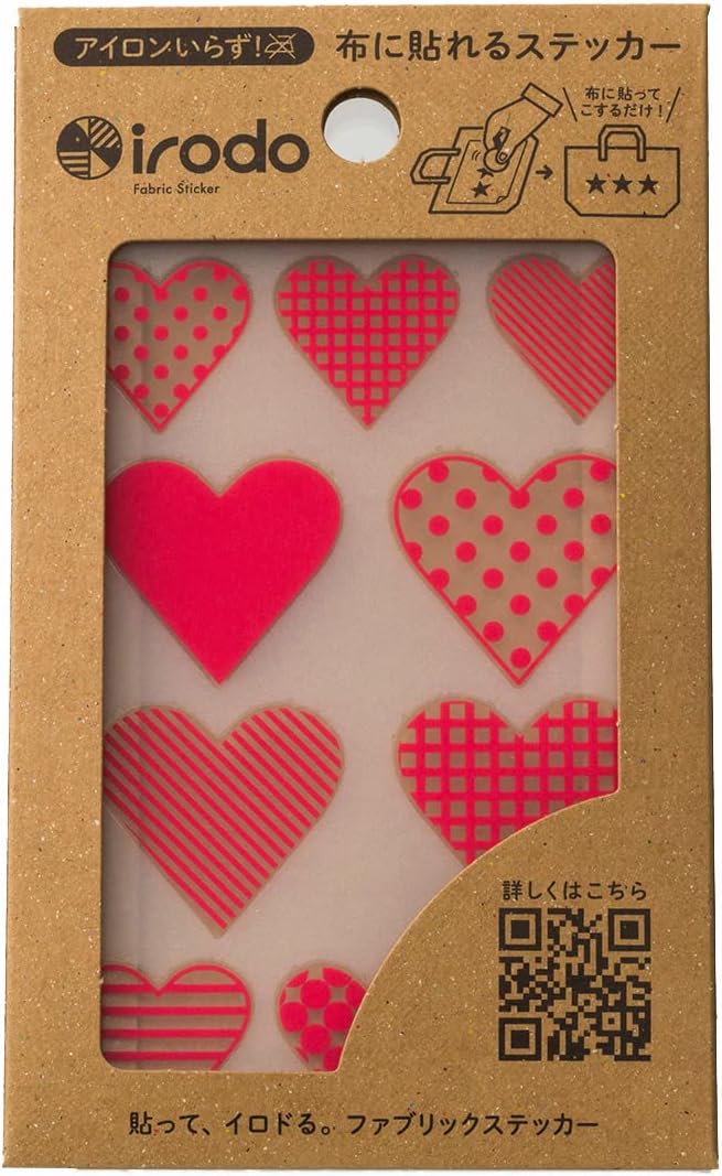 Irodo 90083 Pattern Heart, No Ironing, Fabric Decal, Leather, Synthetic Fiber, Handmade, White