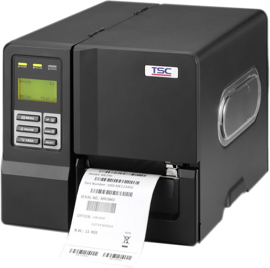 TSC 99-042A053-44LF Direct Thermal/Thermal Transfer Barcode Printer, ME240, 203 dpi, 6 IPS, 8MB SDRAM, SD Flash, LCD Display, RTC, 450 m Ribbon, US Power Cable, USB Cable