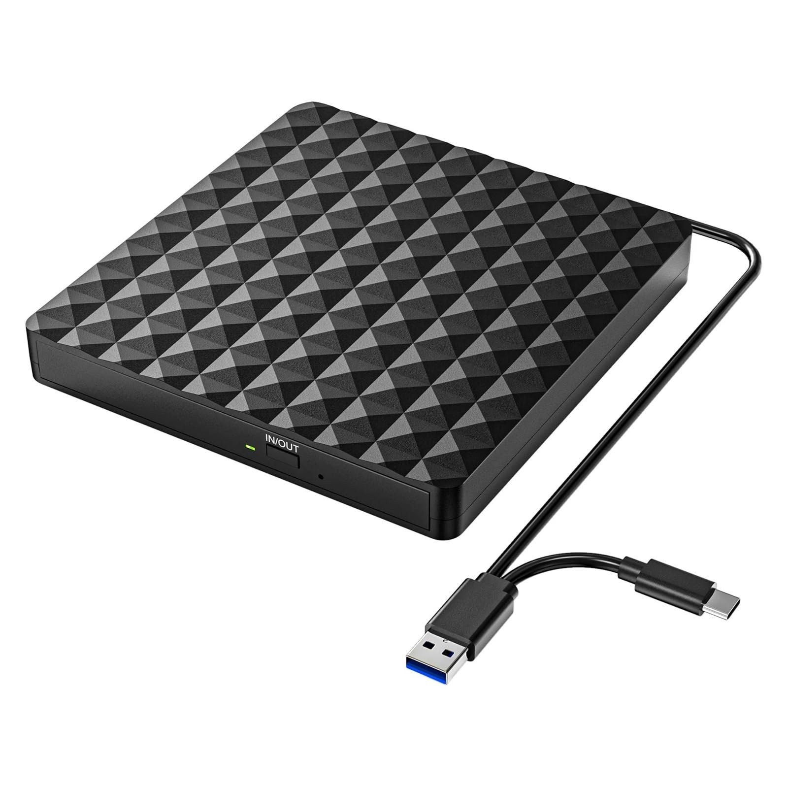 Lettore Dvd Masterizzatore Dvd RW Esterno Masterizzatore CD unità Ottica Dvd Portatile Sottile USB 3.0 Lettore CD-Rom 24X Lettore CD-R 24X(Black)