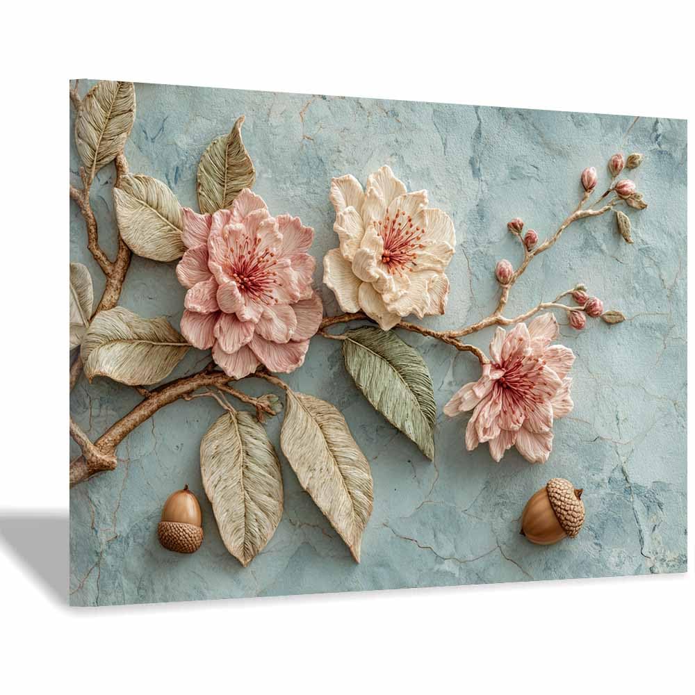 ZAMAEIU Forest Landscape Painting Branch-attached flower Canvas Artwork posters & prints Suitable for Living Room Bathroom Bedroom Home Wall Decoration(multicolored)-70x100cm Framed