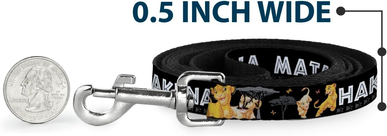 Buckle-Down Pet Leash - Lion King Simba & Nala HAKUNA MATATA - 6 Feet Long - 1" Wide