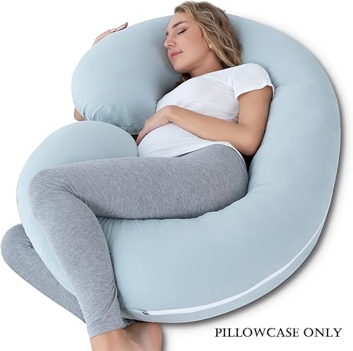 Miniatura 10 de INSEN Funda de almohada corporal de embarazo, funda de almohada de cuerpo completo en forma de C para mujeres embarazadas (jersey gris)