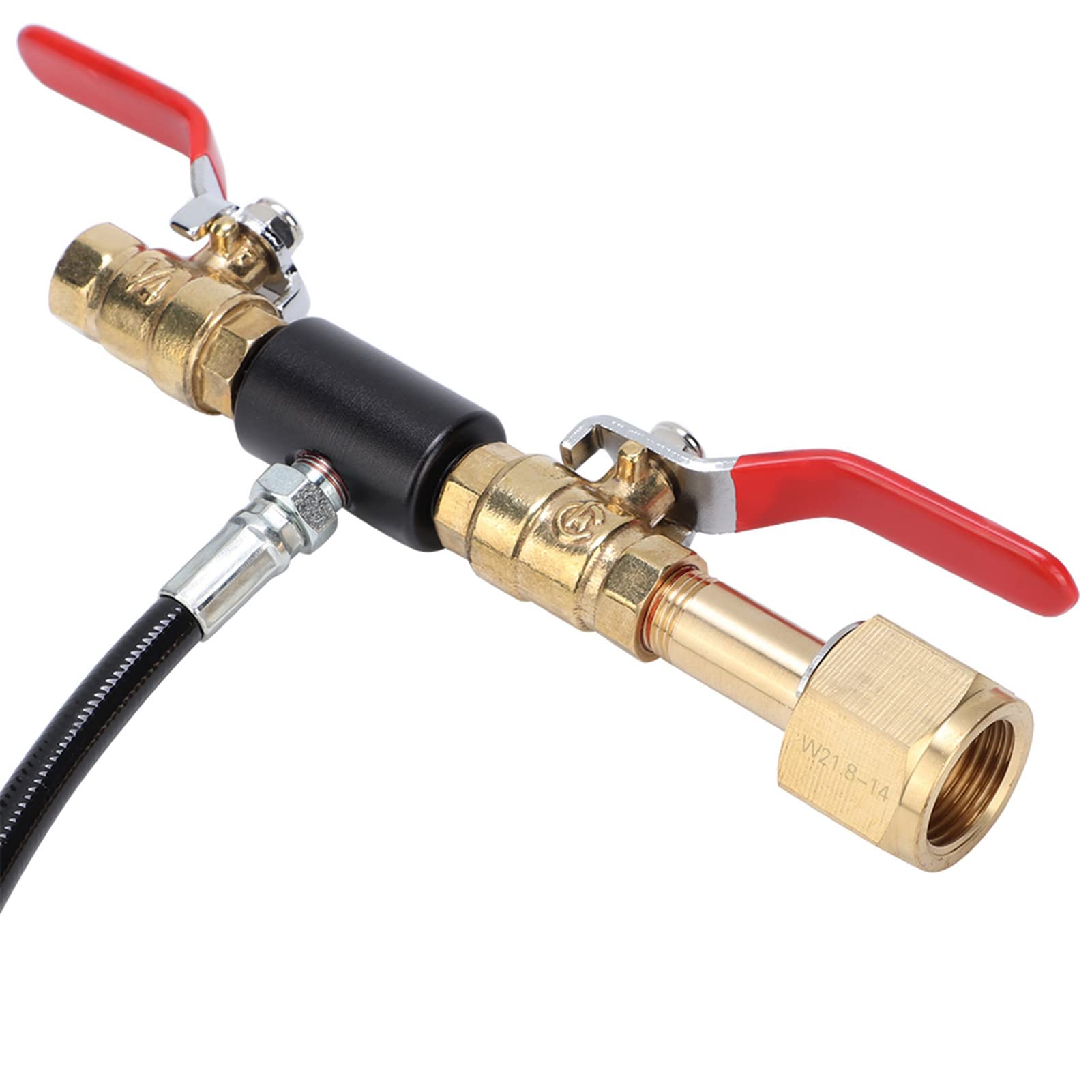 Qcwwy Wąż Adaptera do Napełniania Cylindrów CO2, Zestaw Złącza Stacji Uzupełniania CO2 z 2 na Zaworach OFF RURE STELIME RURE 6000PSI PROBLIKA ((W21.8-14 Europejski) 24 cale)