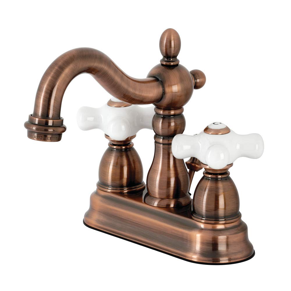 Kingston Brass KB160PXAC Heritage 4" Centerset Bathroom Faucet, Antique Copper,6.19 x 4.69 x 6.19