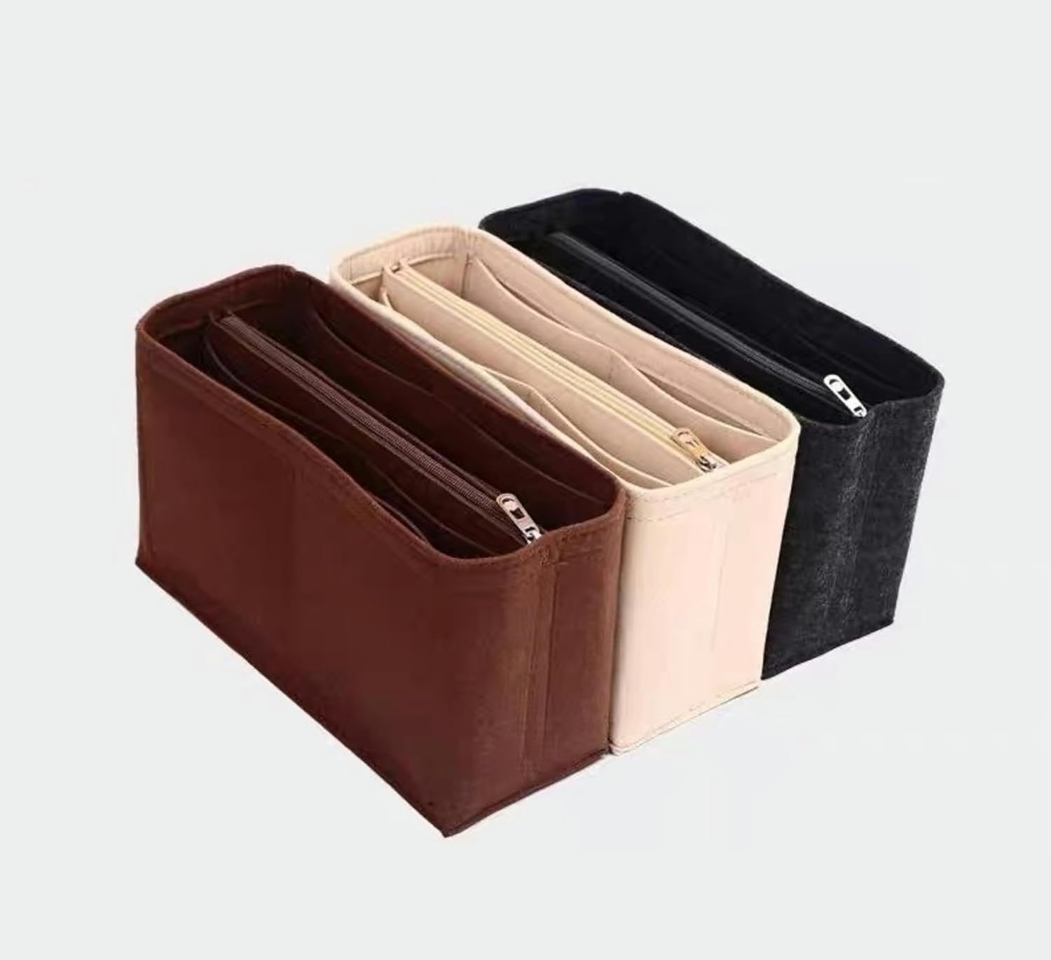 Xoppia Bag Organiser compatible with Mulberry Bayswater Handbag. Felt Insert Liner for Women Tote. (Black, Style A)