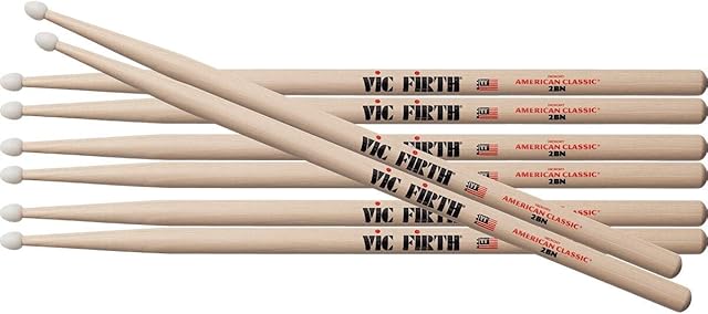 Vic Firth American Classic Series Pałeczki perkusyjne - 2 mld - American Hickory - nylonowa końcówka - 4 x pakiet par, P2BN3-2BN1